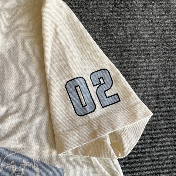 Y2K True Religion Mens Buddha Graphic Polo Shirt Cream Off White Size Medium M - Picture 4 of 4